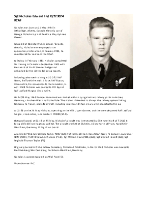 A preview of a PDF biography for Hyt, Nicholas Edward